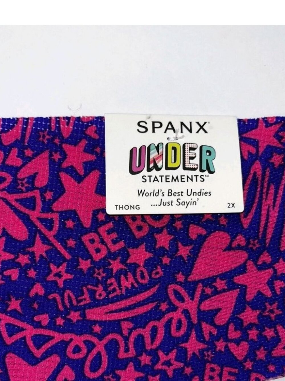 SPANX Vibrant Purple Thong with Pink Graphics - Picture 8 of 10